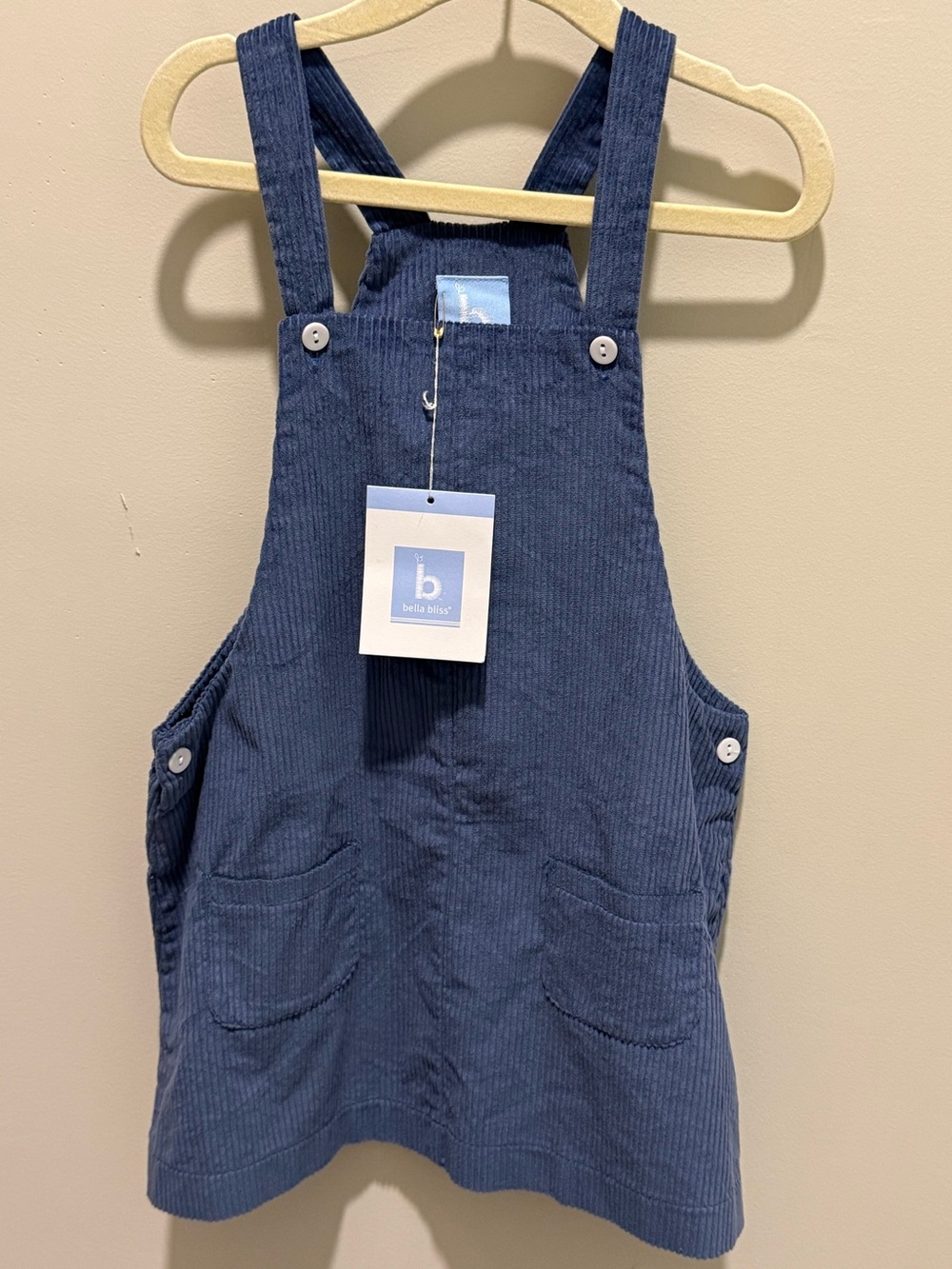 Bella Bliss Blue Corduroy Pinafore Jumper Dress NWT Boutique Girls Clothing Sz 7